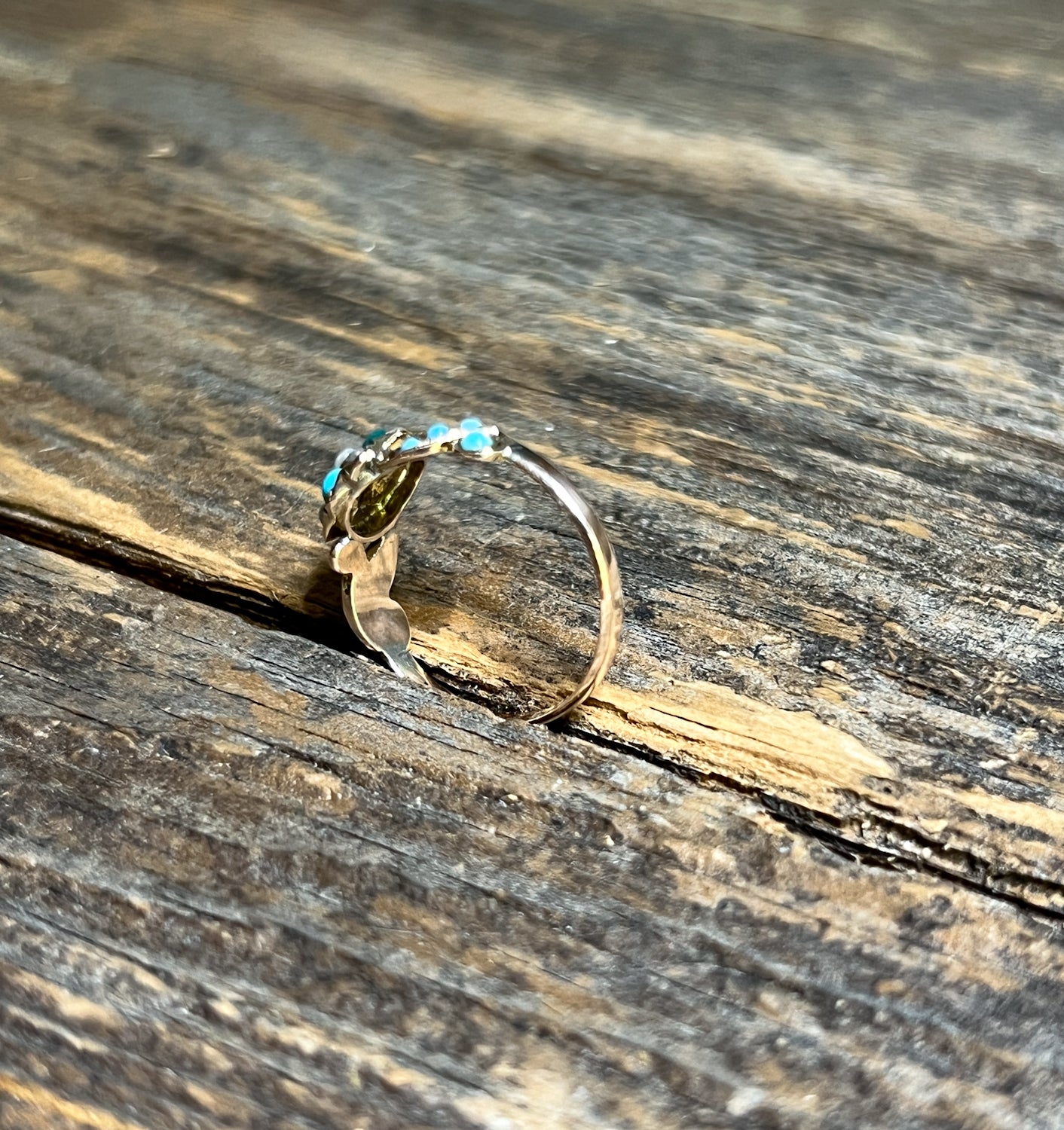 Antique Victorian Seed Pearl & Persian Turquoise Gold Ring