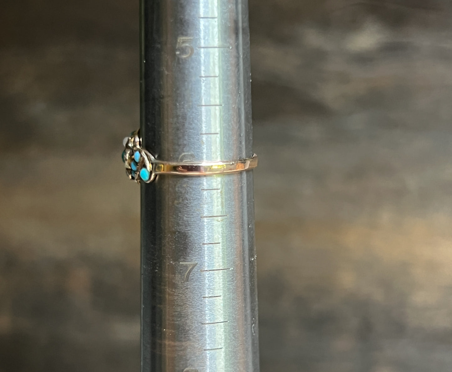 Antique Victorian Seed Pearl & Persian Turquoise Gold Ring
