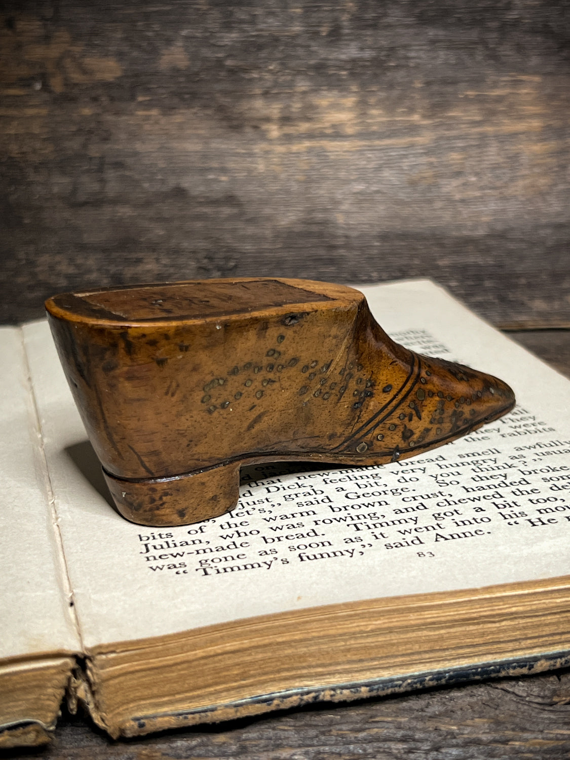 Fantastic Late Georgian Shoe Snuff Box w/ Pique Work, Love Token