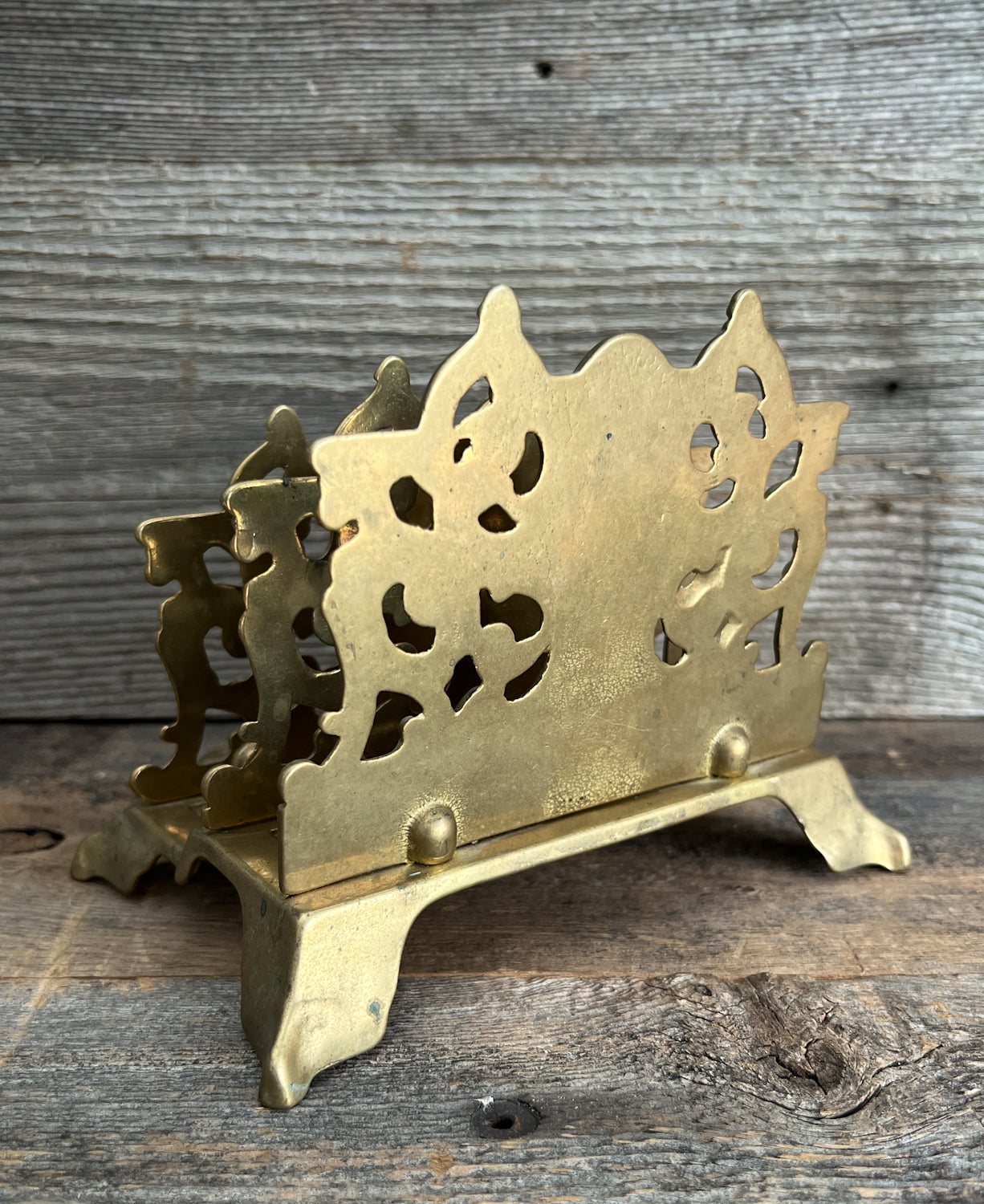 Cast Brass Victorian Era Letter Holder w/ Beautiful Detailing