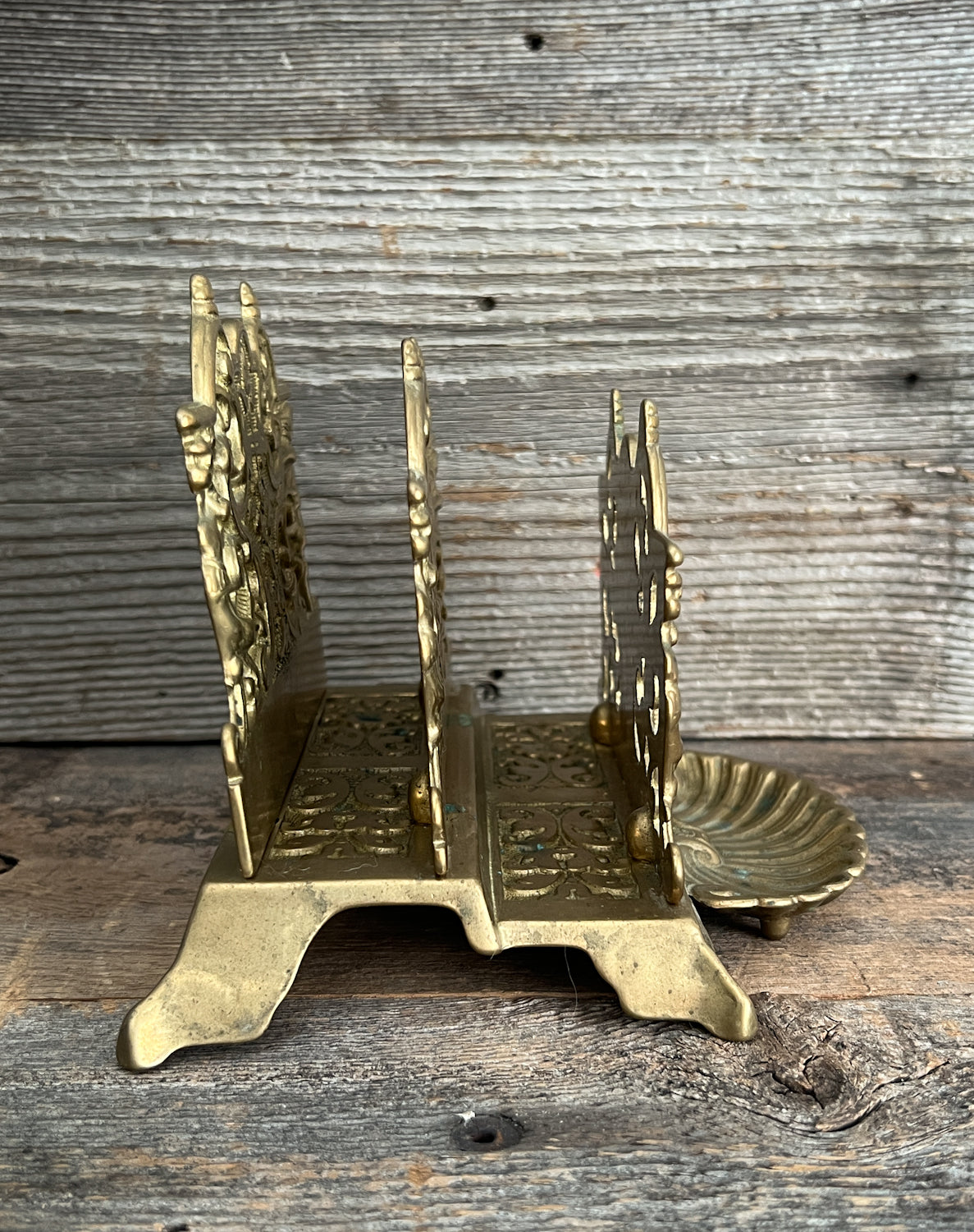 Cast Brass Victorian Era Letter Holder w/ Beautiful Detailing