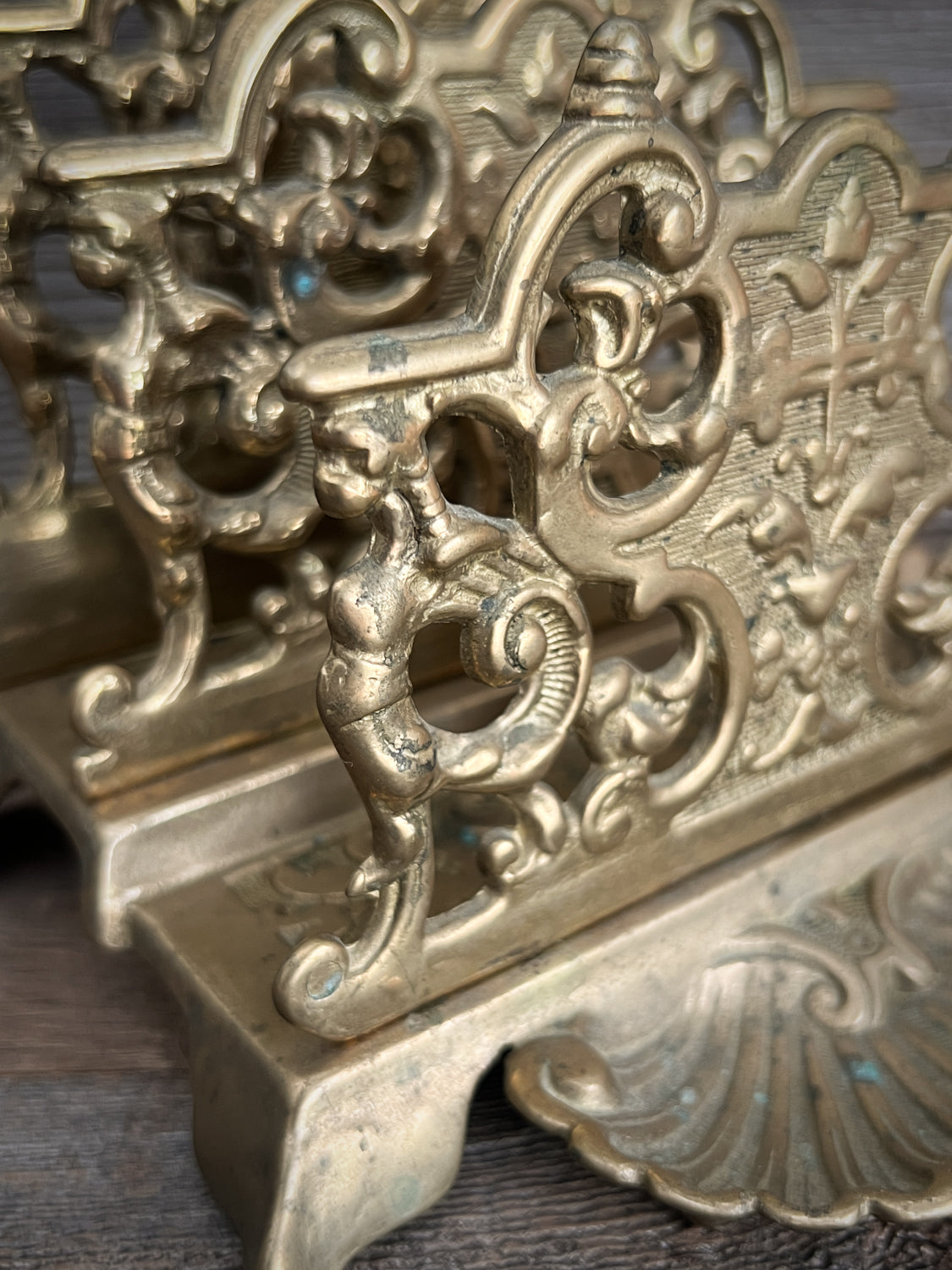Cast Brass Victorian Era Letter Holder w/ Beautiful Detailing