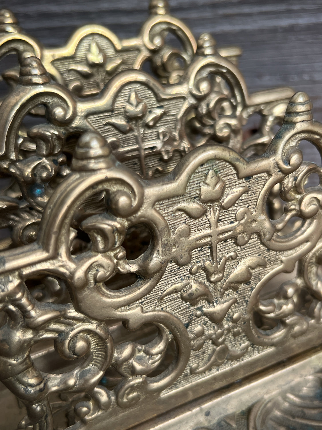 Cast Brass Victorian Era Letter Holder w/ Beautiful Detailing