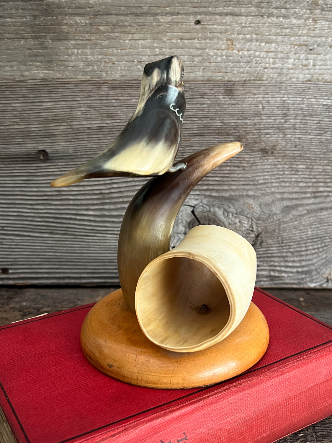 Sweet Vintage Polished Horn Desk Organizer, with Cute Little Owl