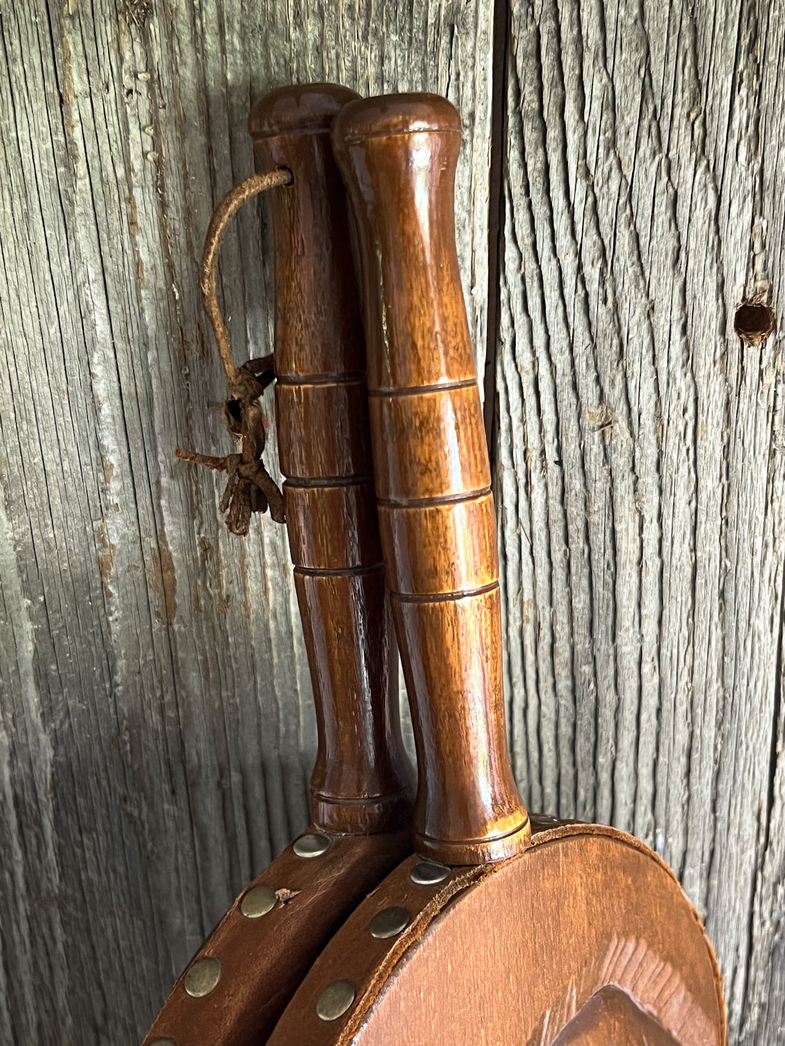 Charming Carved Wood Bellows with Sweet Depiction of Dog