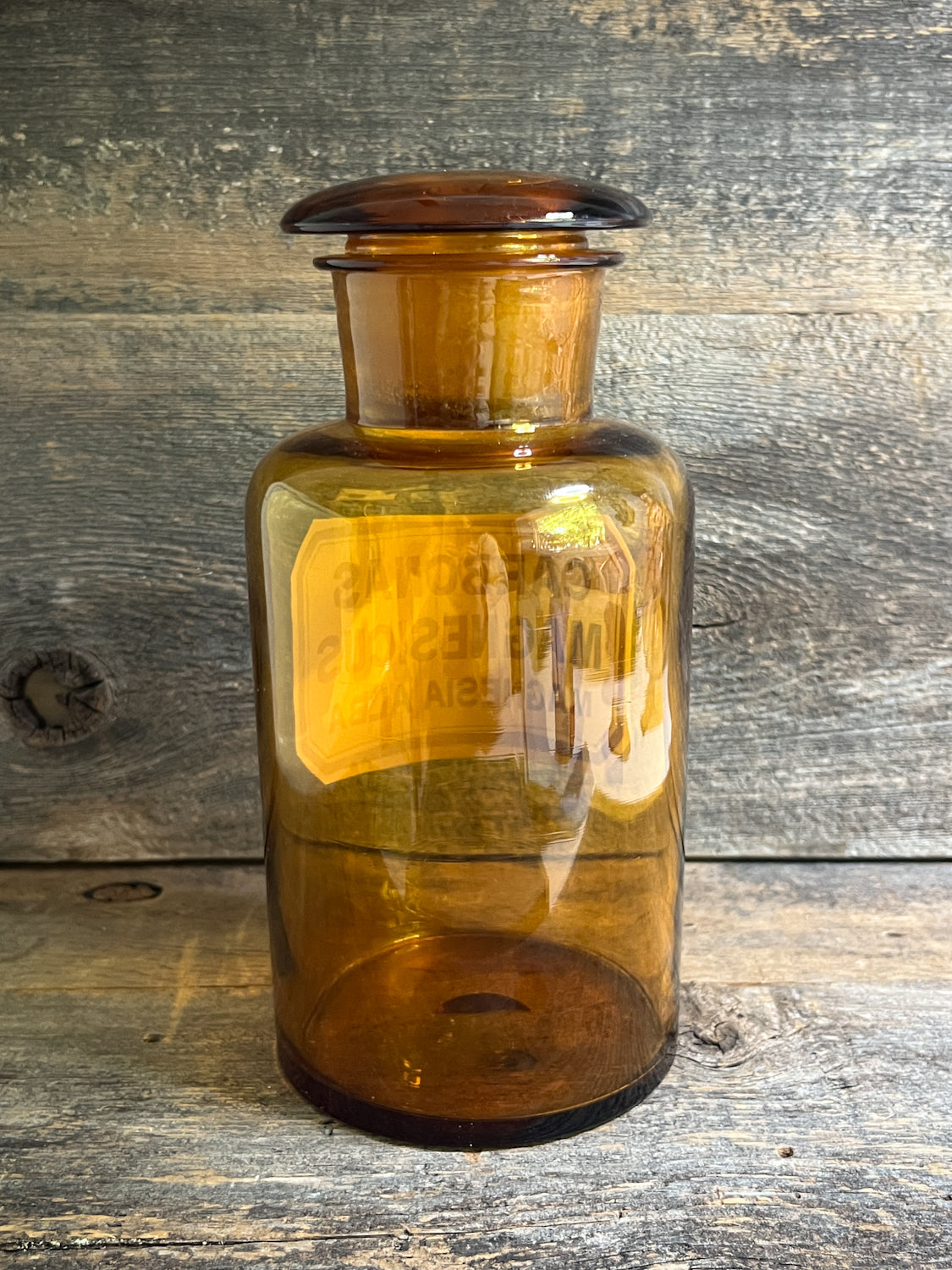 Antique Pharmacy/Apothecary Amber Glass Bottle w/ Stopper
