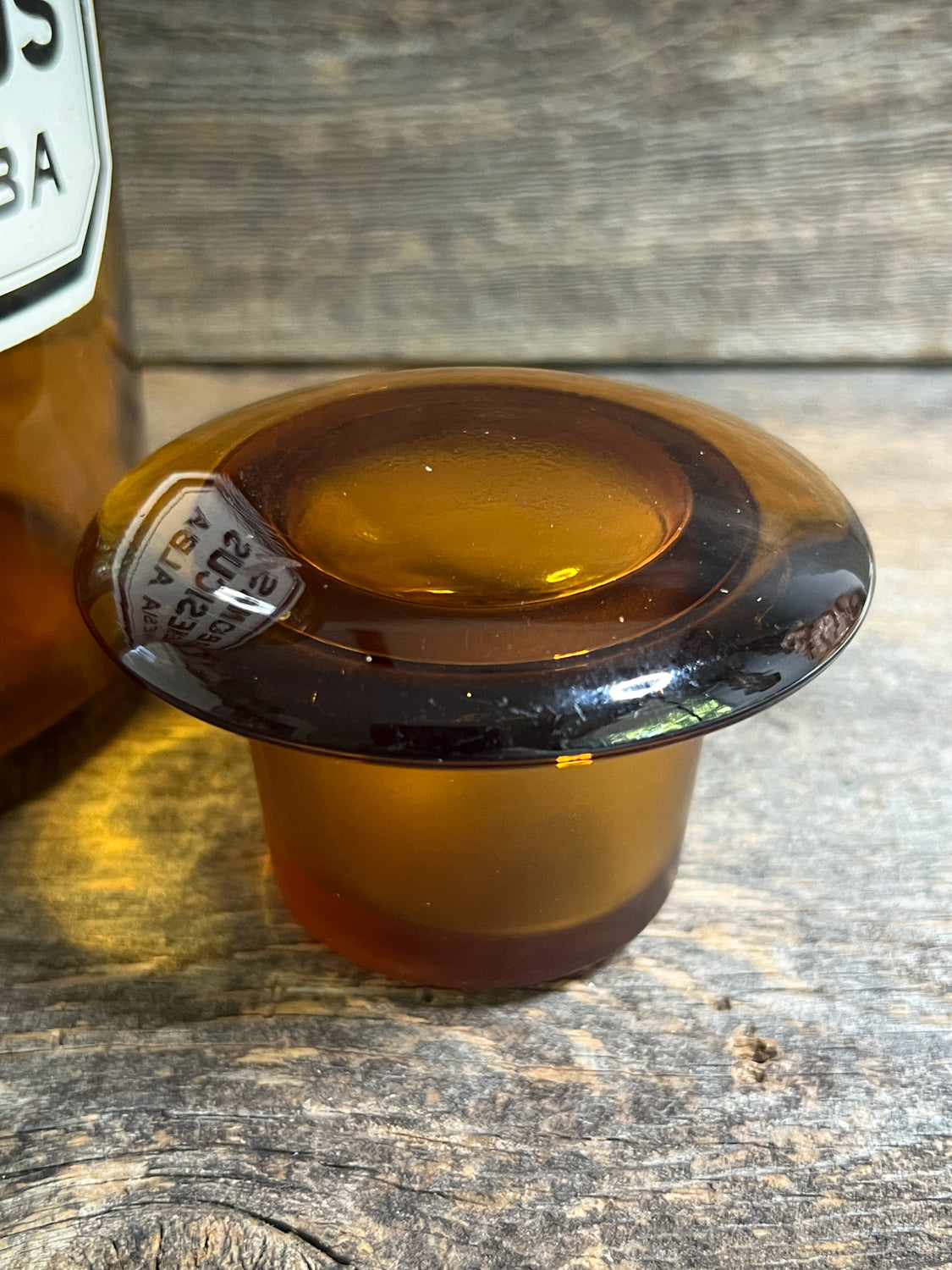 Antique Pharmacy/Apothecary Amber Glass Bottle w/ Stopper