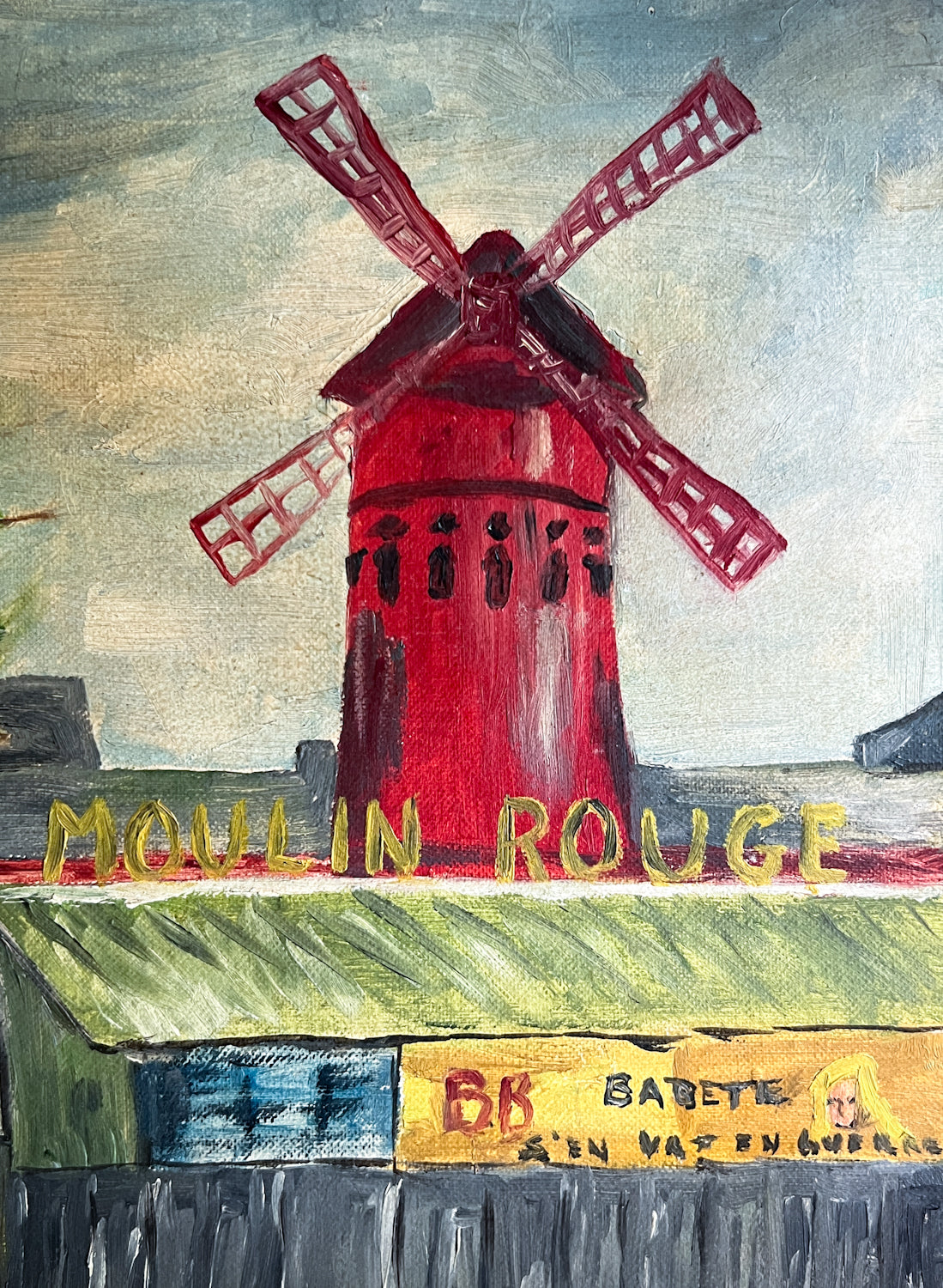 Lovely Original Oil Painting of the Famous "Moulin Rouge"