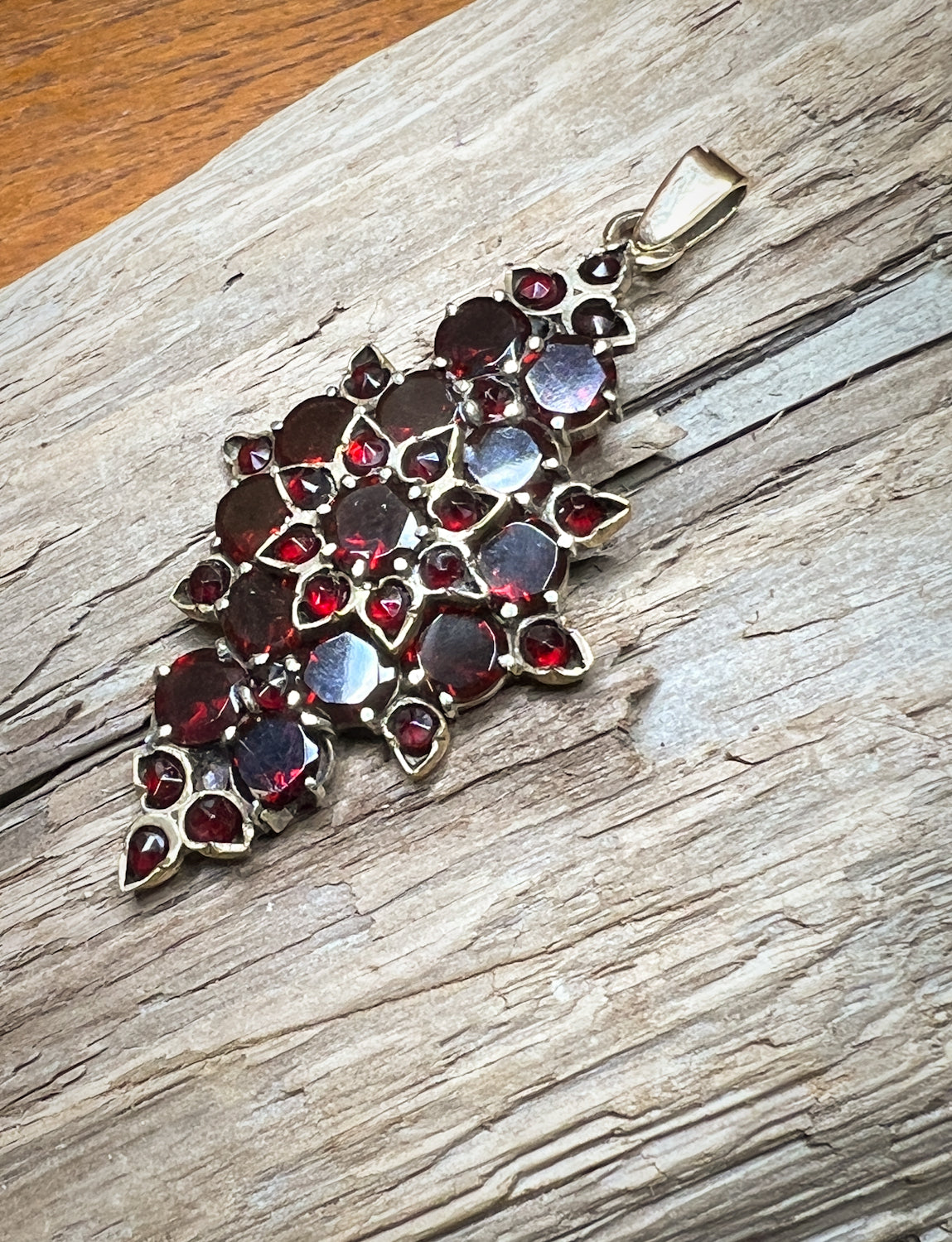 Antique Georgian Era Garnet & 9K Gold Pendant