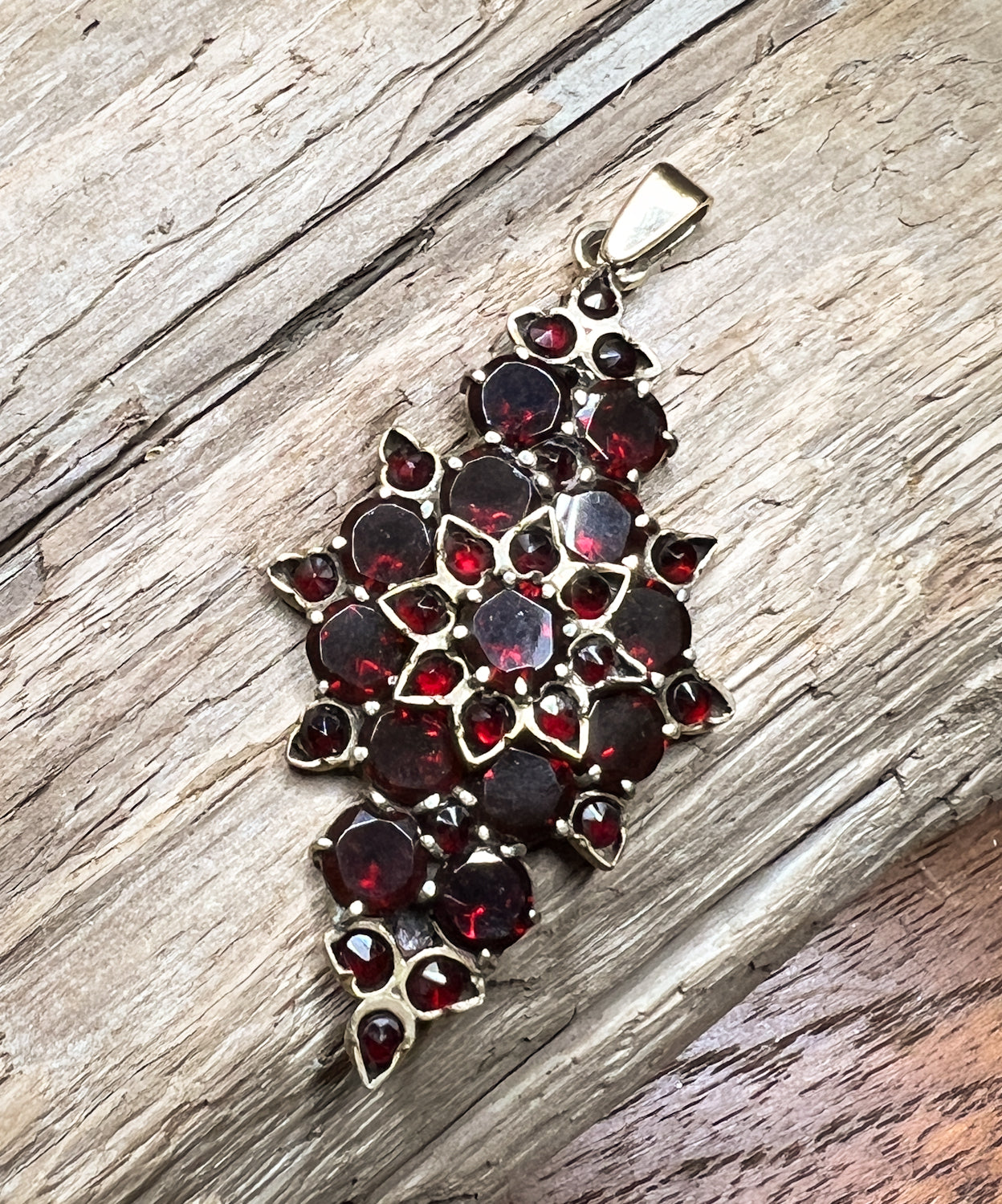 Antique Georgian Era Garnet & 9K Gold Pendant