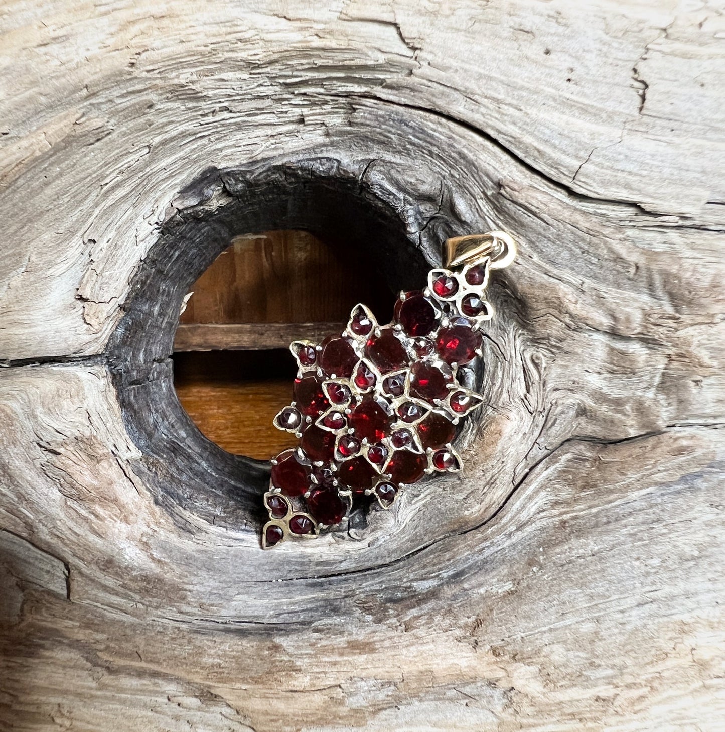 Antique Georgian Era Garnet & 9K Gold Pendant