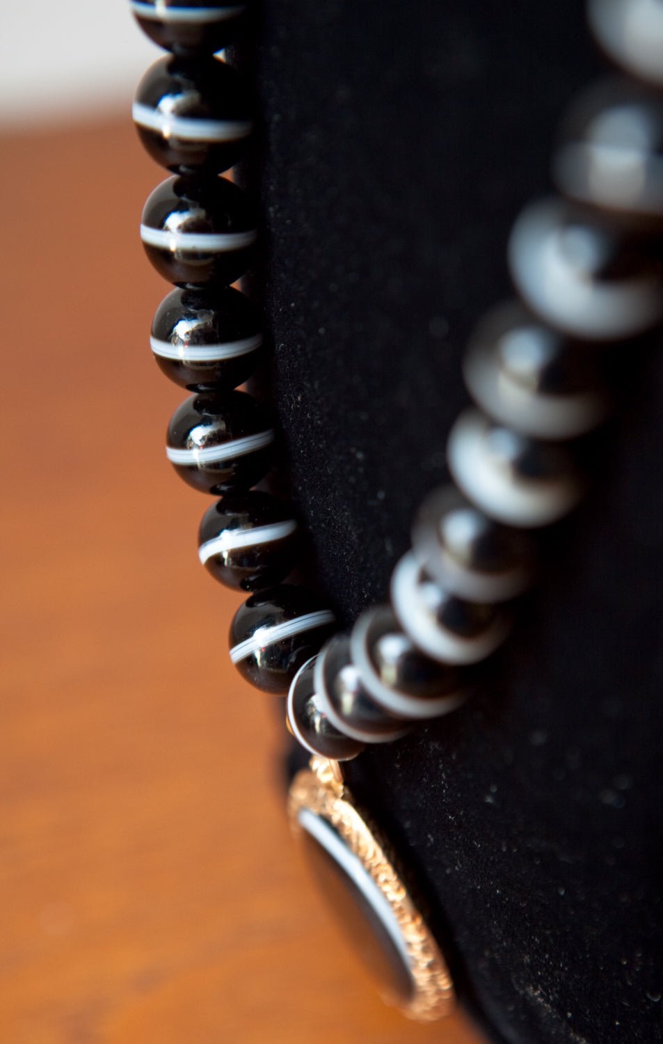 Exquisite Black Banded Agate Victorian Era Mourning Necklace