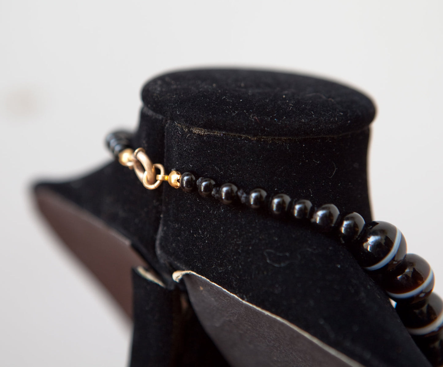 Exquisite Black Banded Agate Victorian Era Mourning Necklace