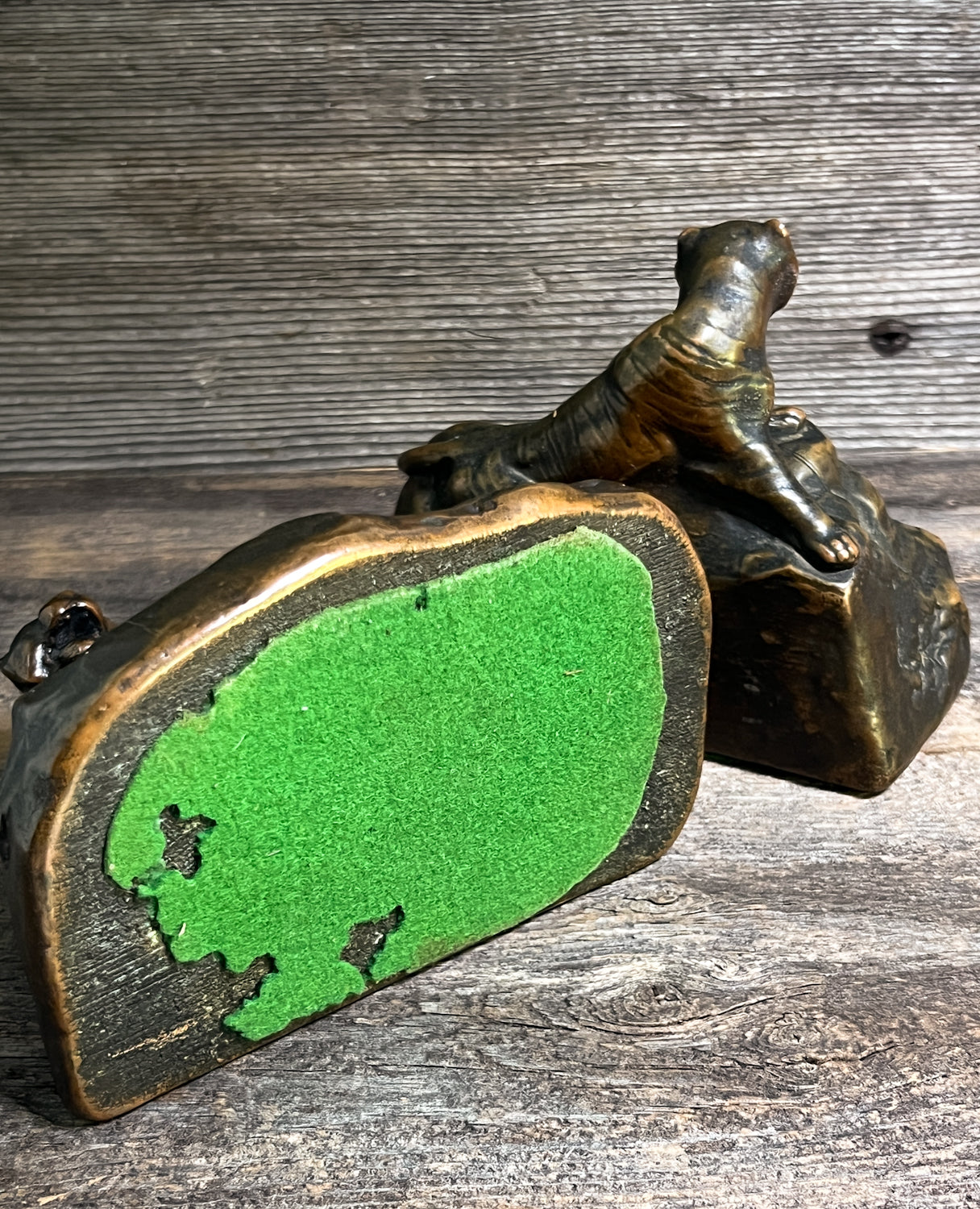 Art Deco Era Tiger Bookends with Copper Finish